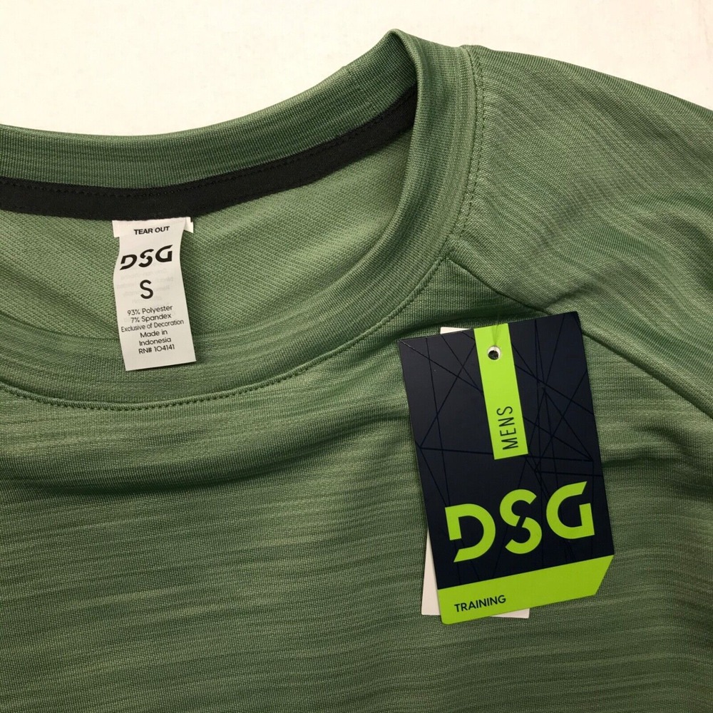 DSG Shirt Mens Size S Green Long Sleeve Training Movement Crew Neck Gym‎ Run NEW